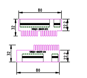 PLC-SR-ST20 मुख्य मोड्युल माथिल्लो र तल्लो द्रुत प्लग-इन आकार रेखाचित्र