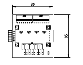 A PLC-AE04 bővítőmodul beépülő modul méretrajza