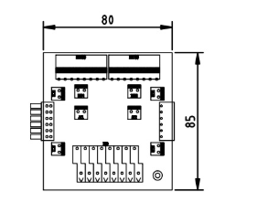 Size drawing of PLC-DR08 expansion module plug-in